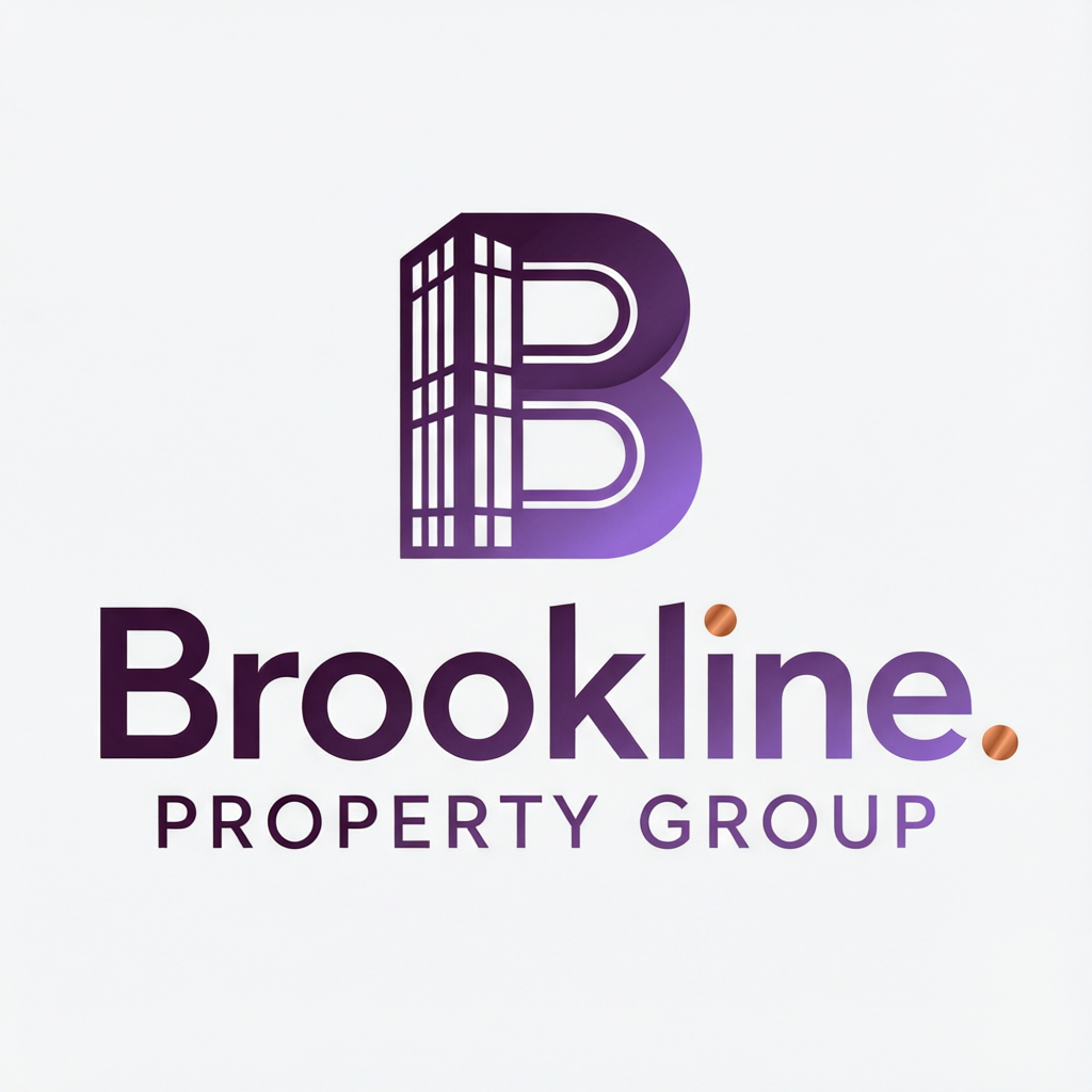 After: Premium plum and violet Brookline Property Group wordmark
