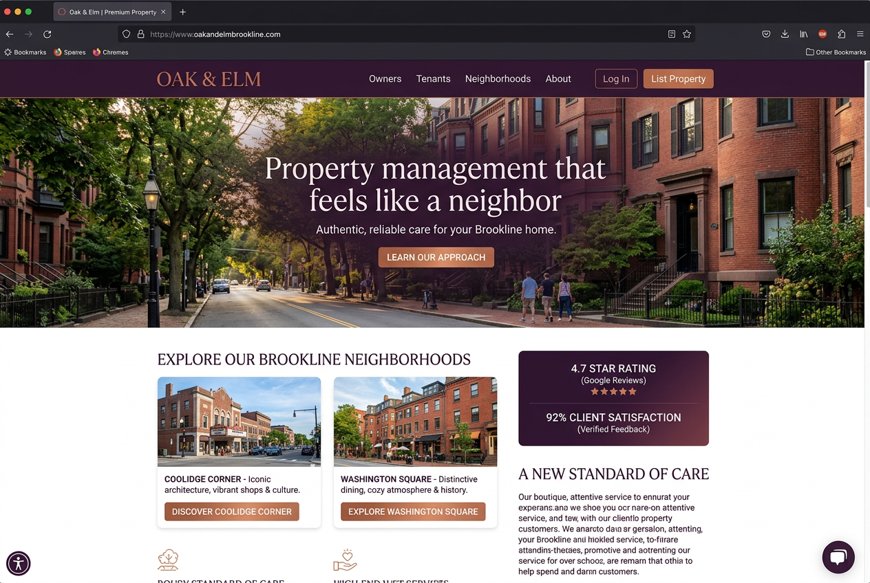 After: Premium custom website with neighborhood guides and trust signals