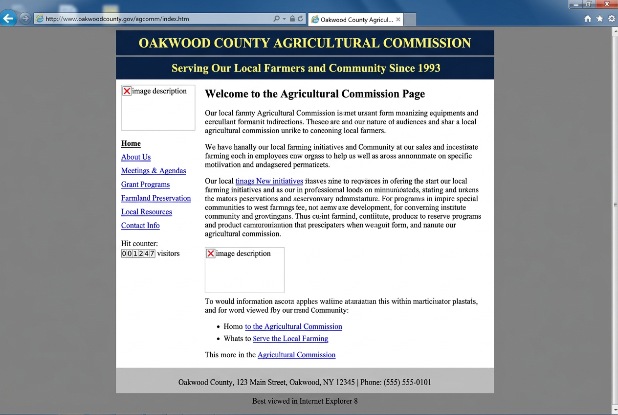 Before: Outdated 2014-era municipal webpage for Holliston Agricultural Commission